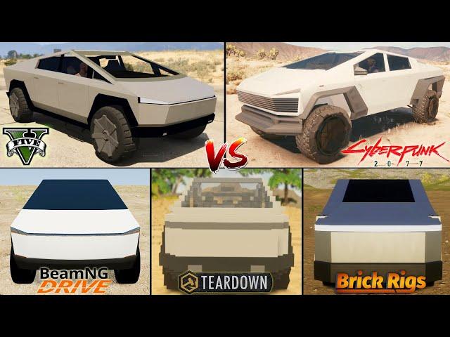 GTA 5 Cybertruck vs Cyberpunk 2077 vs Teardown vs BeamNG drive vs Brick Rigs - WHICH IS BEST?