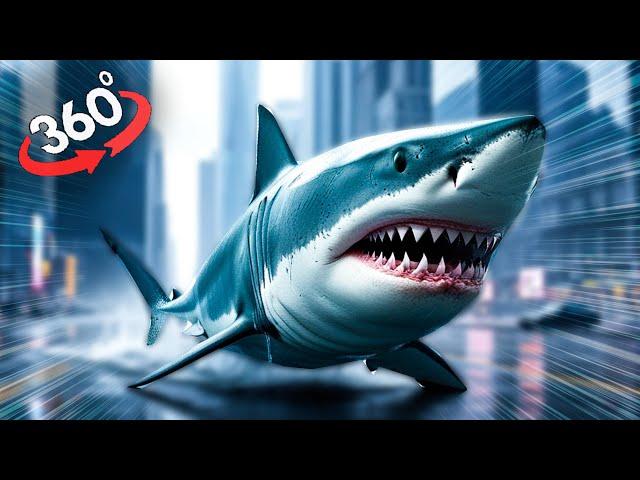 Giant Shark in the City Center: How Is This Possible? -360º/VR video