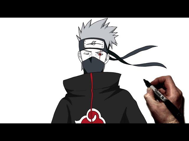 How To Draw Kakashi (Akatsuki) | Step By Step | Naruto