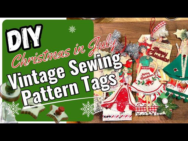 Vintage Sewing Pattern Christmas Lady Gift Card Tags ~ DIY Christmas in July Episode #4