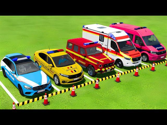 TRANSPORTING POLICE CARS and AMBULANCE EMERGENCY VEHICLES WITH MAN TRUCKS ! Farming Simulator 22