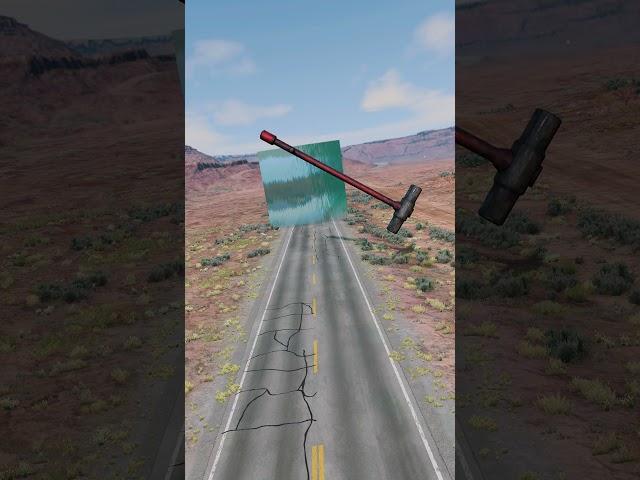 Silly Cars Break Through the Water Wall… Just to Meet Mr  Hammer #shorts #beamngdrive #automobile