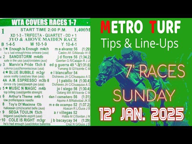 MMTCI LIVE RACING KARERA TIPS FOR SUNDAY | JAN. 12, 2025 | 2:00 PM START | 7 RACES