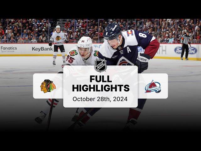 Blackhawks at Avalanche | October 28, 2024 | NHL Full Game Highlights