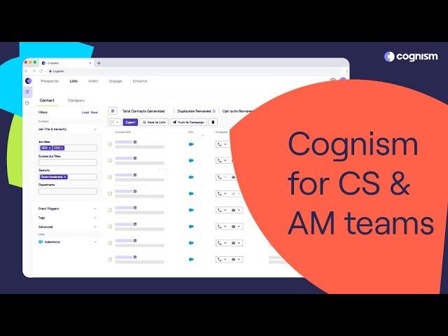 Cognism for CS/AM team | Retention and expansion workflows