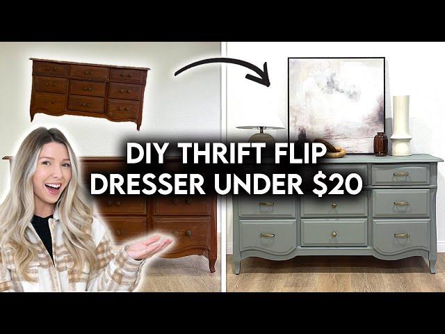 DIY THRIFT FLIP DRESSER UNDER $20 | FURNITURE TRANSFORMATION