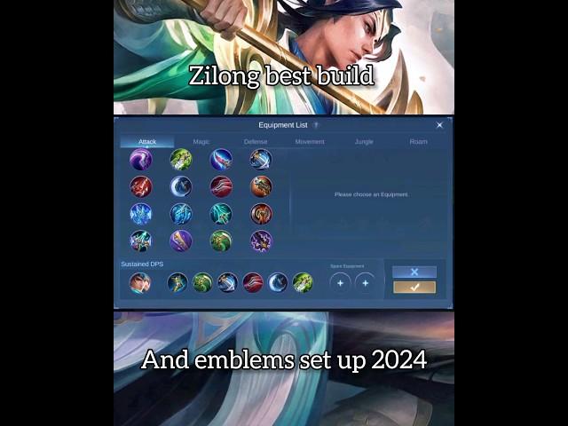 Zilong best build and emblem set up 2024 #mlbb #mobilelegends #bestbuild #zilong #emblems