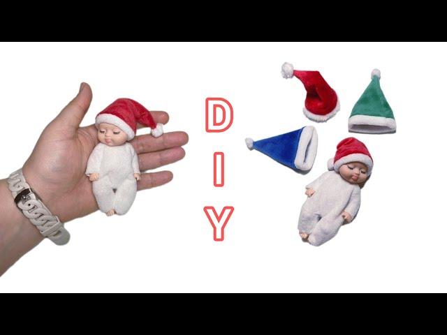 Santa hat, gnome hat for a doll 4-4.5 inches + PDF pattern