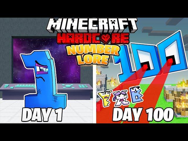 I Survived 100 DAYS as NUMBER LORE in HARDCORE Minecraft!