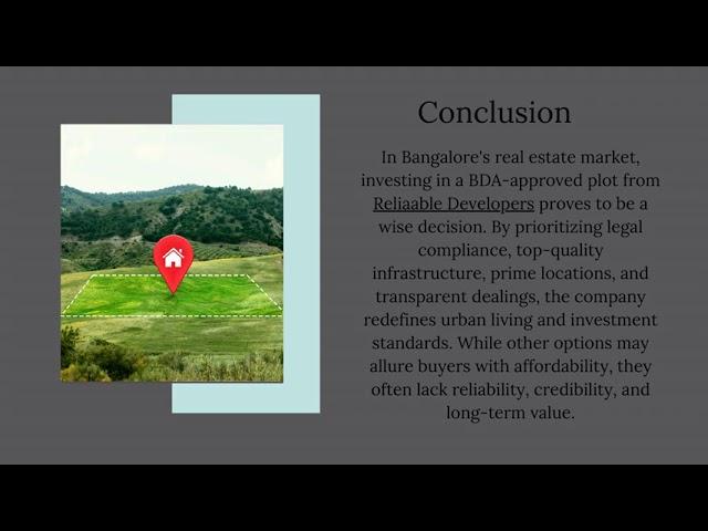 Reliaable Developers' BDA Approved Plots vs  Other Plot Options in Bangalore