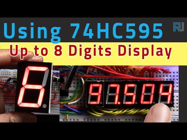 Build up to 8 digits Seven Segment display using 74HC595 Shift Register | Robojax