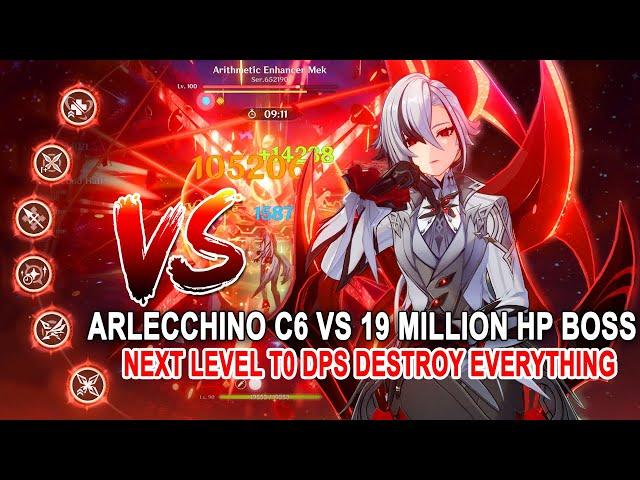 Arlecchino C6 vs 19 Million HP Boss Genshin Impact - Next Level T0 DPS Destroy Everything