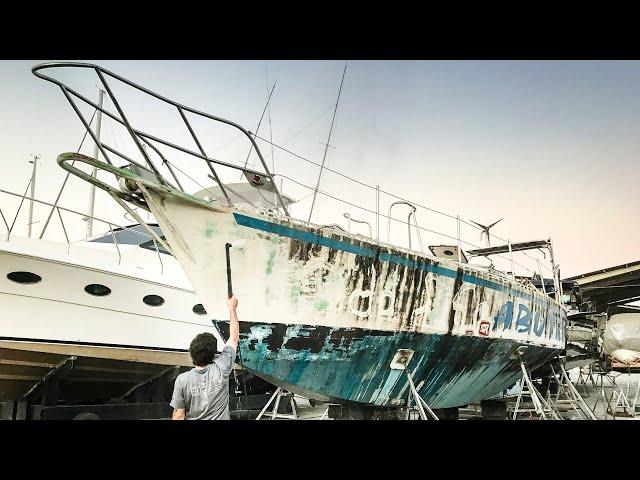 ️After 22 years abandoned it's time to (pressure) wash our sailboat #092