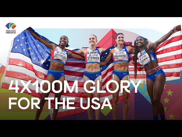 USA  beats Jamaica  in dramatic women's 4x100m relay | World Athletics Championships Oregon 22