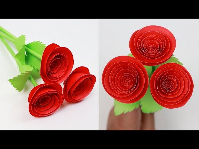 How to Make Very Easy Rose Flower with Paper | Paper Roses Flowers Step by Step | DIY Rose Of Paper