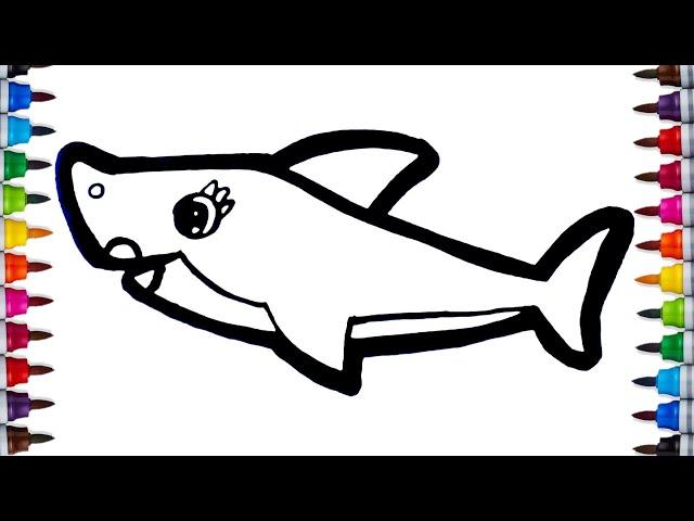 Baby Shark Doo Doo Doo Doo | Draw a Mommy Shark | Step by Step Drawing Tutorial for Kids & Toddlers