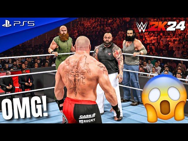 WWE 2K24 - Brock Lesnar vs. The Wyatt Family - 3 On 1 Handicap Match | PS5™ [4K60]