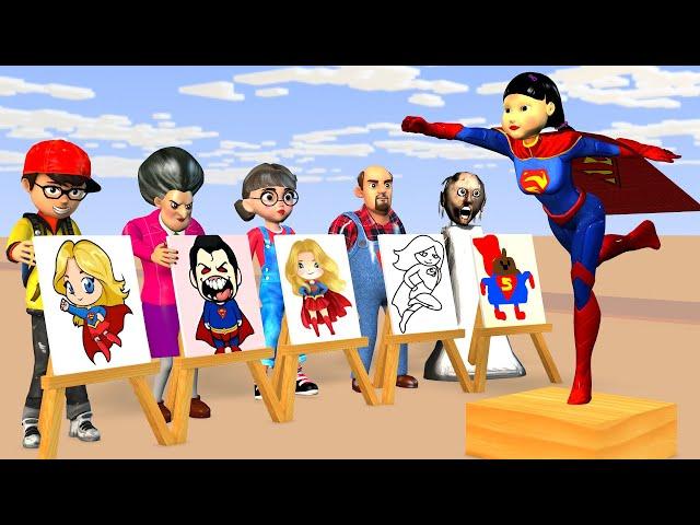 Scary Teacher 3D vs Squid Game Help Nick Draw SuperGirl Squid Game Doll 5 Times Challenge