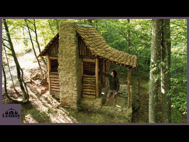 Construction of a bushcraft house. Made a large fireplace. Alone. Part 3