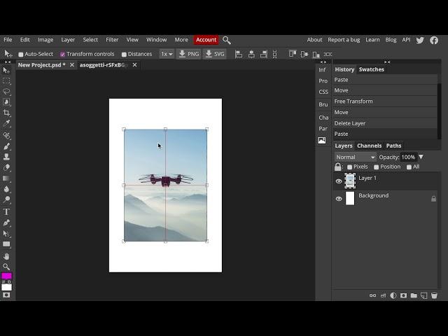 Photopea: How to change the SIZE of an image?