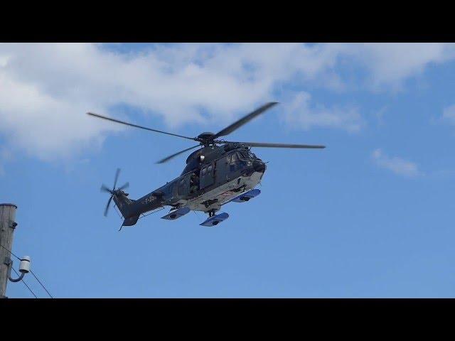 Swiss Militar Super Puma Helicopter landing Schwägalb Säntis