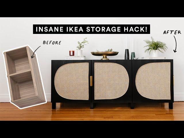 DIYing VIRAL PINTEREST HOME DECOR - Abstract Woven Cane Storage Console (IKEA HACK)