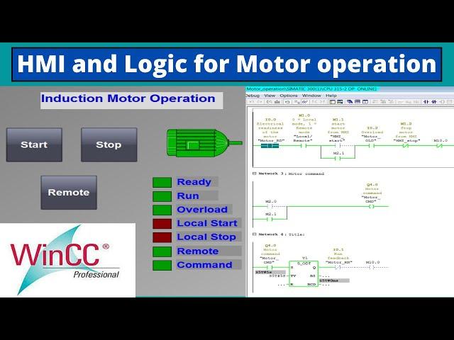 HMI and PLC Programming for Motor Start and Stop | Motor operation and control logic (3/3)