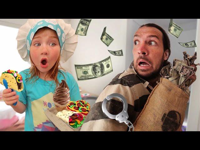 ADLEY’S MYSTERY CAFE!!  Chef Adley is the BOSS!  neighborhood play doh restaurant!  cops vs robbers