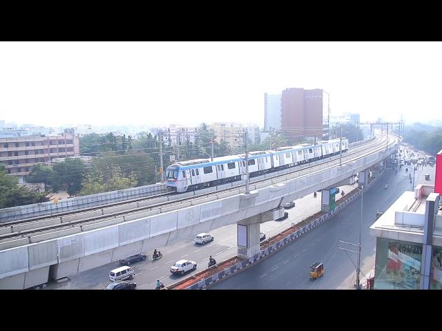 Metro train running on pocket track location