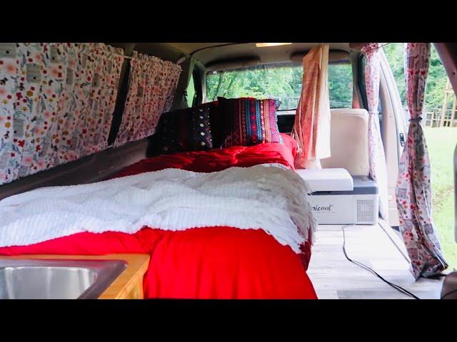 MINIVAN TOUR (Shower, Sink, Stove, Solar, and more!)- 1991 Ford Aerostar turned into Camper.