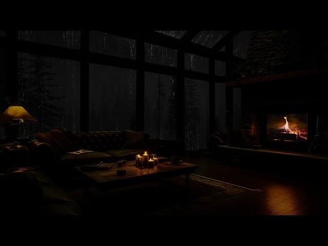 Cozy Cabin, Crackling Fireplace, and Rain's Serenade, Your Insomnia Remedy ️ Restful Nights