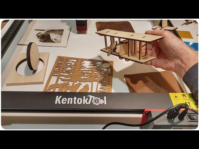 Kentoktool LE400Pro laser engraver - assembly instructions, examples of engraving and cutting.