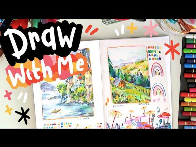 Draw With Me! Coloured Pencil Landscapes :)