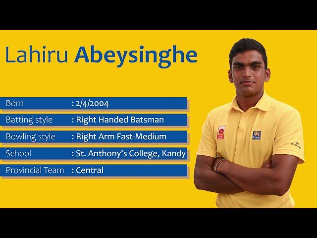 Get to Know | Lahiru Abeysinghe | Sri Lanka Under 19
