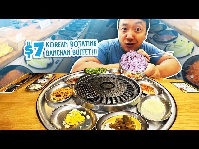 $7 Korean Rotating BANCHAN BUFFET! Best CHEAP EATS in Seoul South Korea