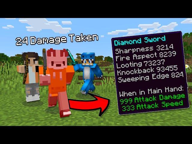 Minecraft Manhunt But Taking Damage Enchants Me