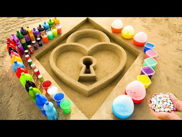 How to make Heart Lock with Orbeez, Coca Cola, Pepsi, Mtn Dew, Fanta and Mentos & Popular Sodas