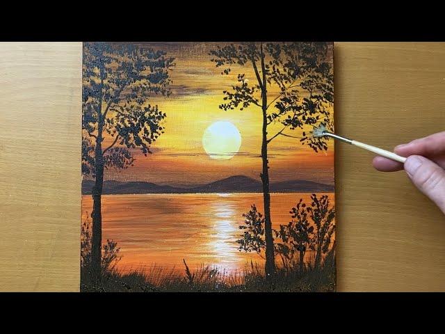 Painting Sunset / Acrylic Painting for Beginners Step by Step #212