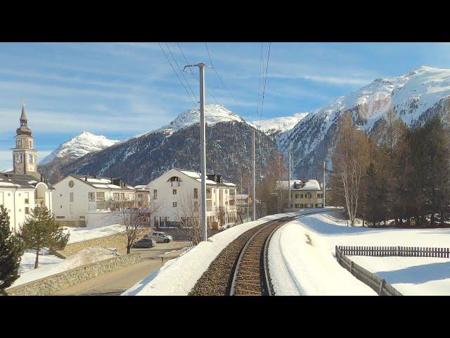  4K Chur - Albulabahn - St. Moritz cab ride, Switzerland [02.2020]