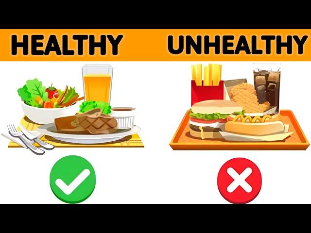 Healthy food and unhealthy food | healthy food | Unhealthy food | Junk food | healthy Food habits