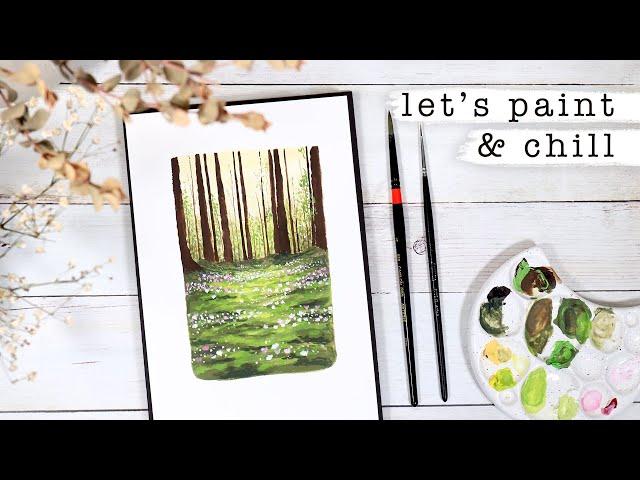 Easy Gouache Painting Tutorial for Beginners // Spring Forest