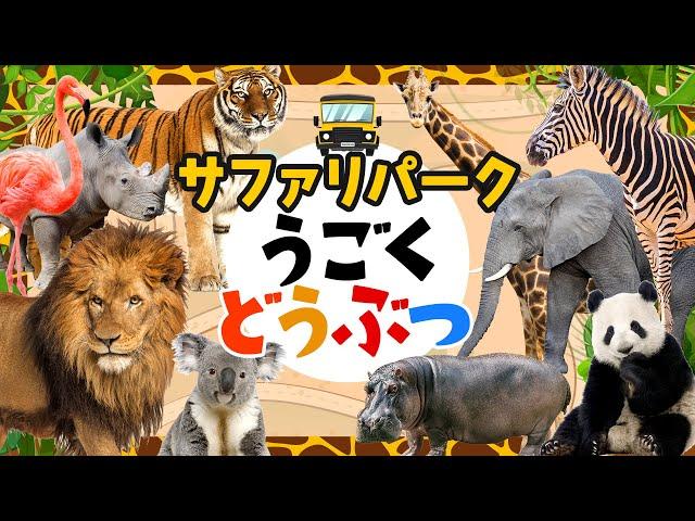 【サファリパーク！動く動物◆1】人気の動物が登場するよ！！ライオン,ゾウ,キリン,シマウマなどが登場！