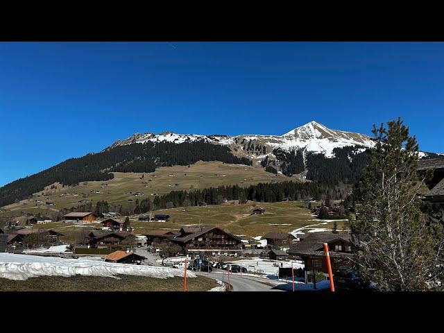 SAANEN SWiTZERLAND-walking on a sunny day-A Beautiful swiss village town