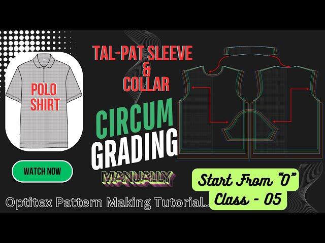 COLLAR || POLO SHIRT GRADING || TAL-PAT SLEEVE CIRCUM GRADING || OPTITEX TUTORIAL ||