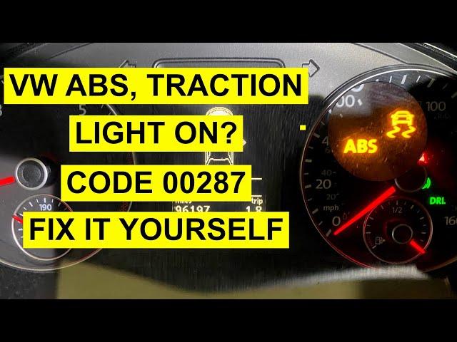 VW ABS, Traction Control Light On? - 00287 Fault Code etc. - Fix It Yourself