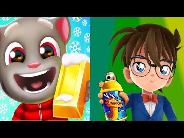 Talking Tom Gold Run VS Subway Surfers Chinese Version Christmas 2024  Santa Tom VS Edogawa Conan