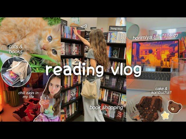 READING VLOG ️ book shopping, cats, watching anime, cozy & chill, lots of reading, & more