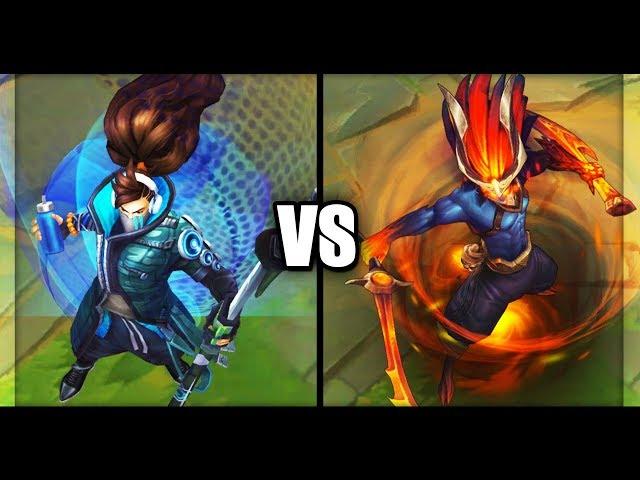 True Damage Yasuo vs Nightbringer Yasuo Legendary vs Epic Skins Comparison (League of Legends)