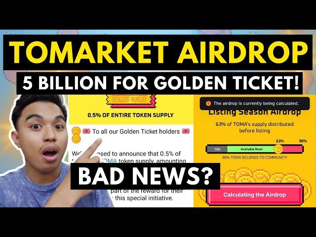 TOMARKET AIRDROP! 5 BILLION TOKENS FOR GOLDEN TICKET HOLDERS! 50K TOKENS EACH PLAYER