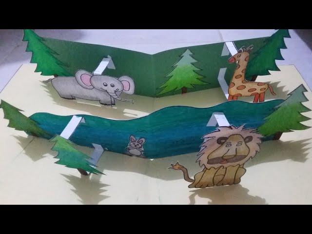 3D Pop up book or card tutorial -  Animals in the Jungle - Kids Art and craft